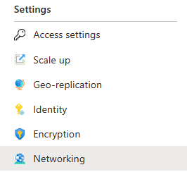 Screenshot showing how to access an Azure App Configuration resources networking blade.