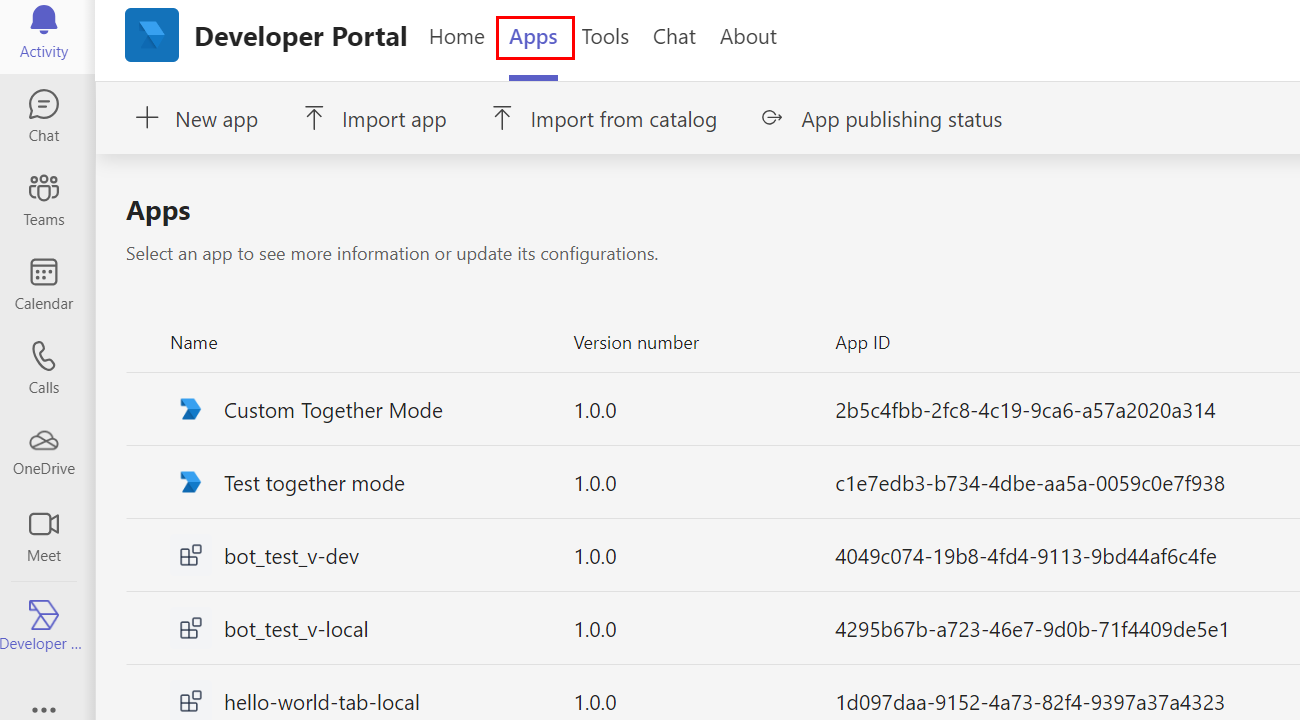 Screenshot shows how to create app manifest in Developer Portal.