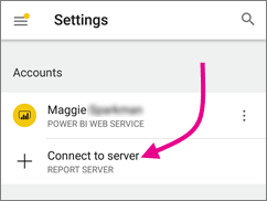 Screenshot of the settings dialog box with Connect to server highlighted.