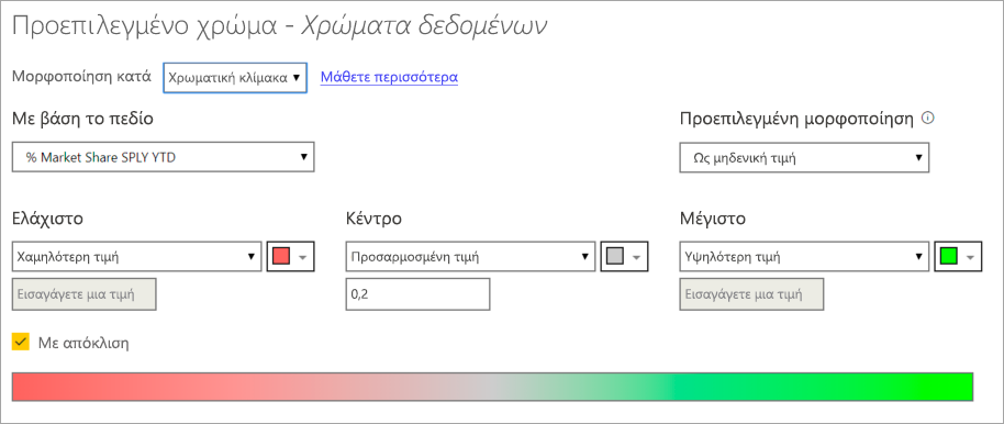 Default color dialog with Color scale selected.