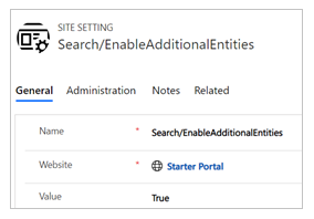 EnableAdditionalEntities search site setting