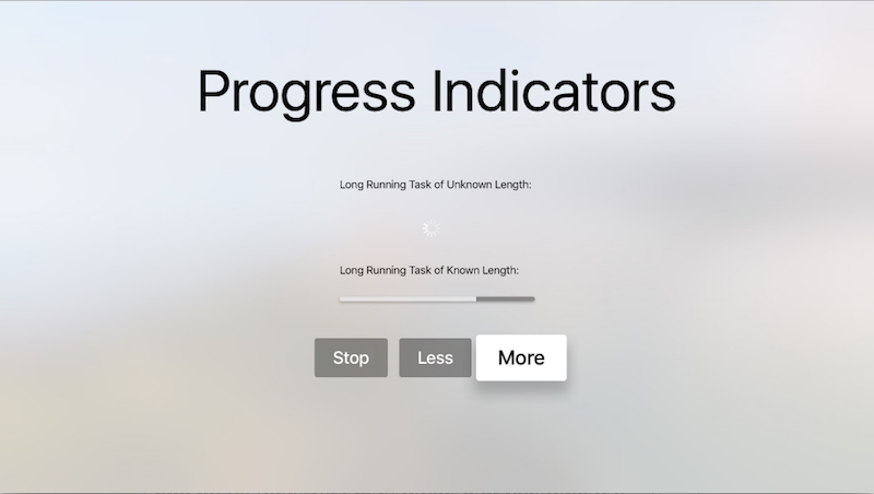 Sample progress indicators
