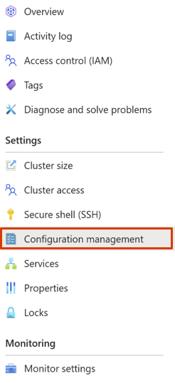 Screenshot showing Configuration Management tab.