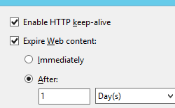 Screenshot that shows the Set Common H T T P Response Headers dialog box. After is selected under the Expire Web content checkbox.