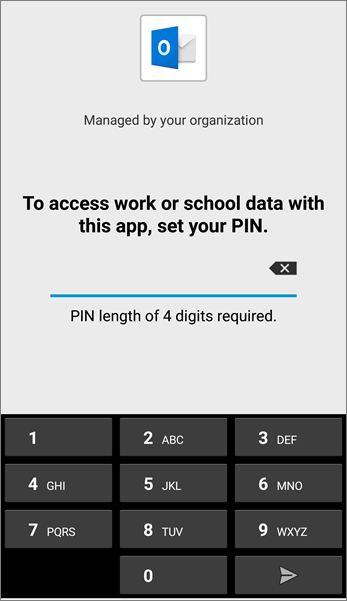Set  PIN for Outlook app in Android.