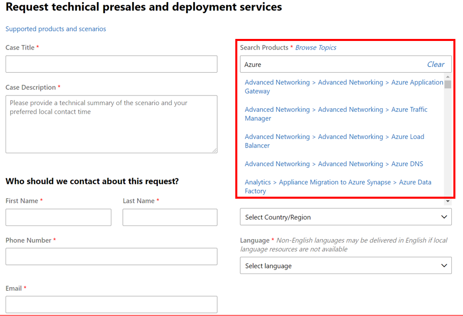Technical presales and deployment benefits - Search Products.