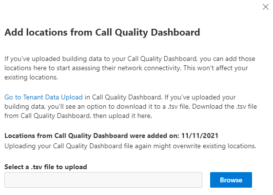 Add locations from Call Quality Dashboard flyout.