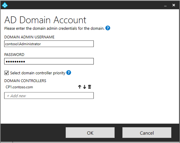 Screenshot that shows ordering the domain controllers.