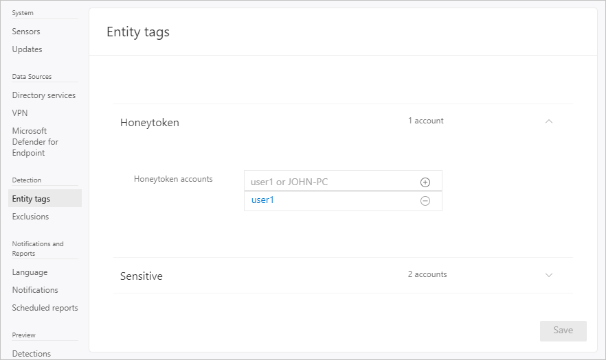 Defender for Identity entity tags
