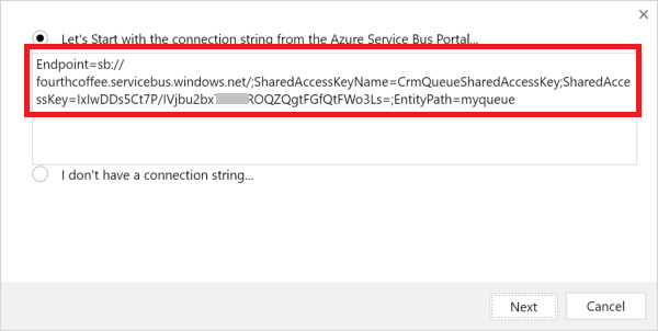 Provide authorization connection string