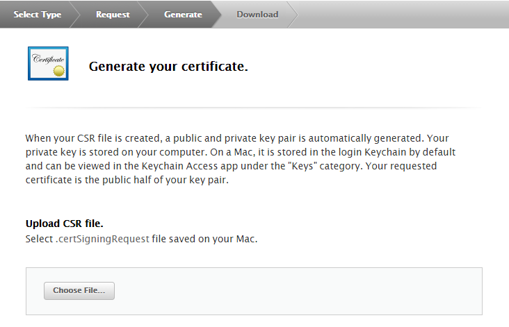 Download your signing certificate
