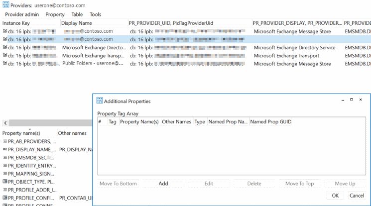 Screenshot that shows the Providers property.