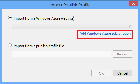 add Windows Azure subscription