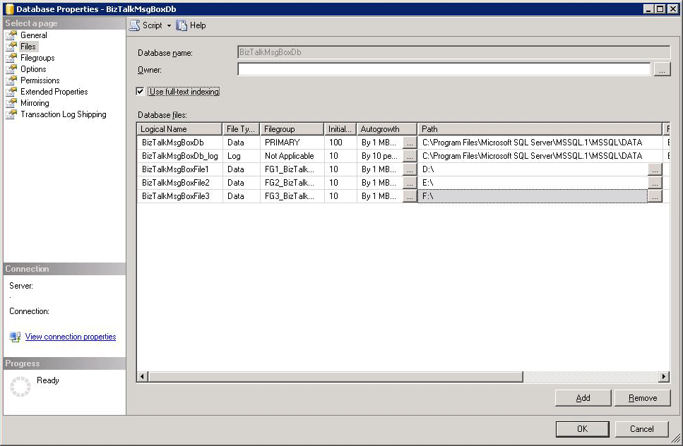 SQL Server 2005, adding files to a filegroup