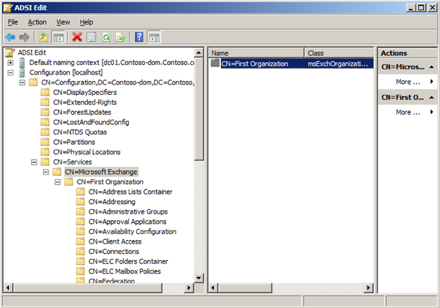 Screenshot of selecting CN=First Organization.