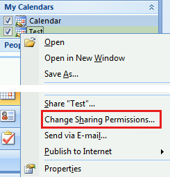 Screenshot that shows the Change Sharing Permissions option