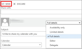 Screenshot that shows the page to compose a shared calendar message.