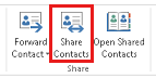 Screenshot that shows the Share Contacts tab in the Home page.