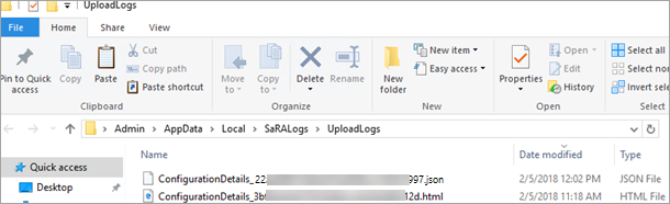 Folder contains all the log screated by SaRA.