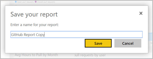 Screenshot of Save your report dialog.