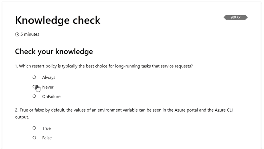 Multiple-choice knowledge check