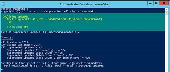 Screenshot of the Windows PowerShell output and progress indicator.