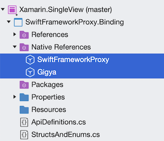 visual studio project structure native references