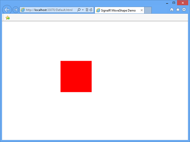 Screenshot showing how a shape you drag in one browser window moves in another window when you add a client loop.