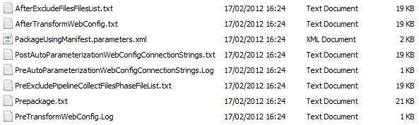 MSBuild creates an additional folder named Log in the ProjectName_Package folder.