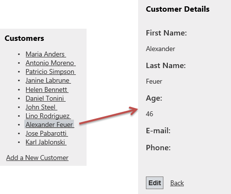 Listing customer details