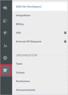 Screenshot shows the Helpshift Settings icon.