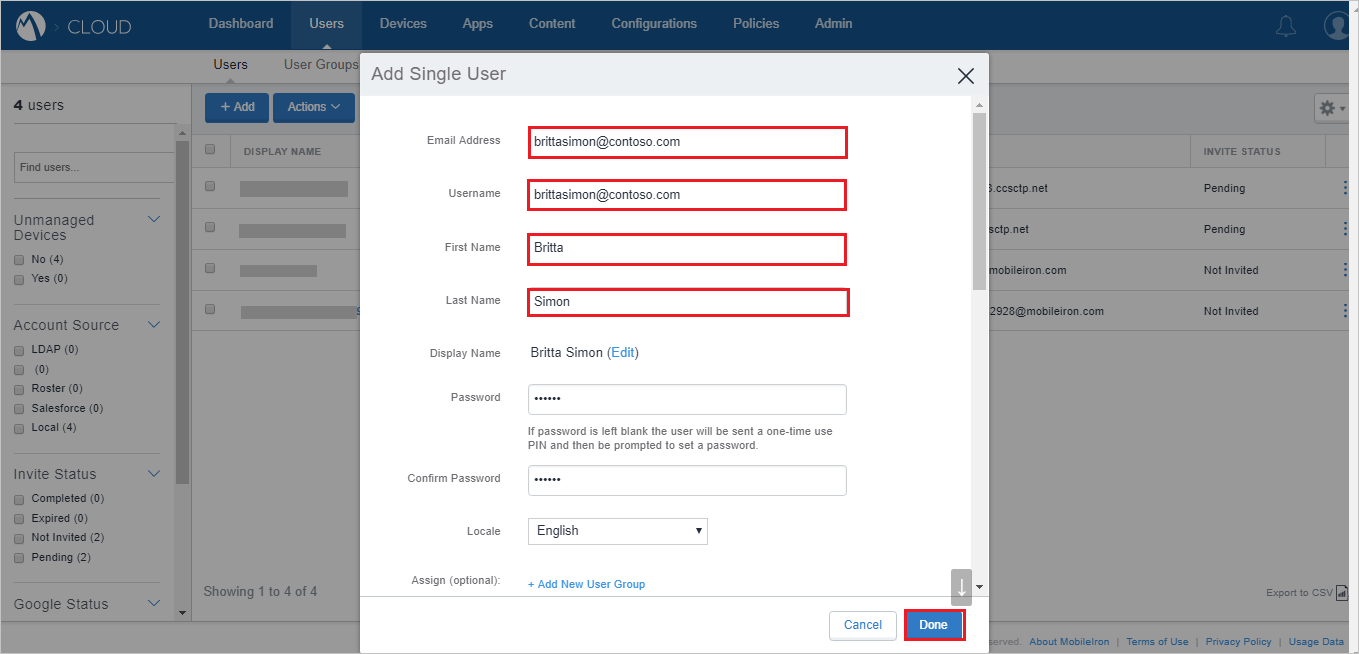Configure Single Sign-On user add button