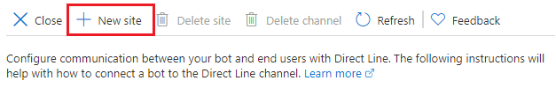 Direct Line new site button in Azure portal