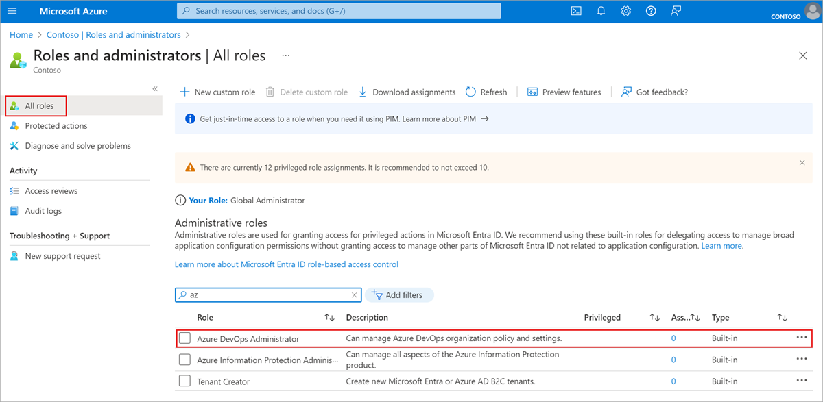 Check Microsoft Entra roles and administrators