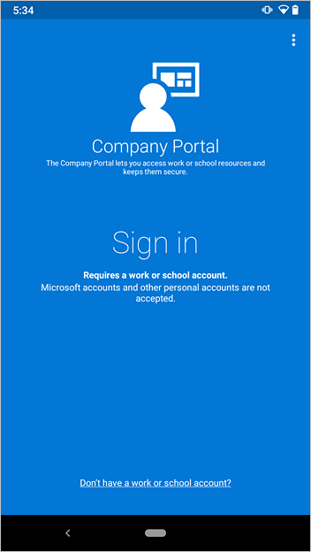 Example image of previous Company Portal sign in page, showing busier design.