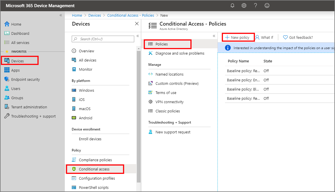 Create a new Conditional Access policy