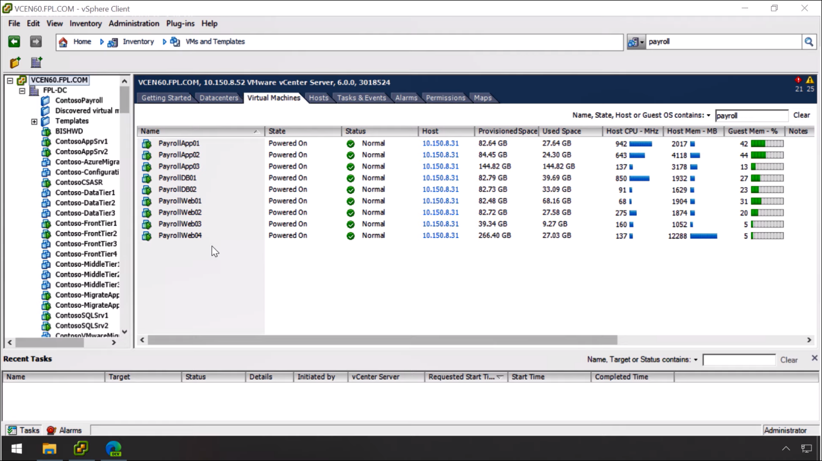 Screenshot of VMware starting environment.