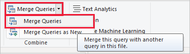 Screenshot of Power Query Editor's Merge Queries dropdown with the Merge Queries item highlighted.
