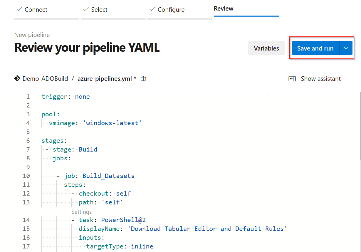 Screenshot of a review of the YAML code.