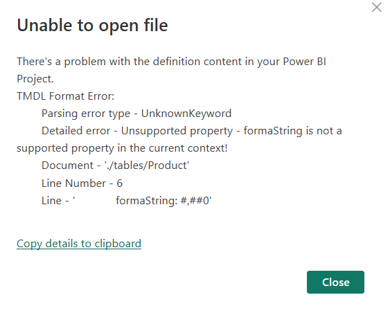 Screenshot of an error message for an invalid file.
