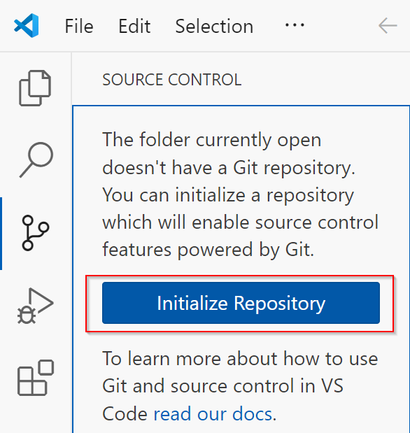 Image showing Initialize Repository in VS Code.