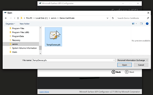 Screenshot shows where to add your certificate file.