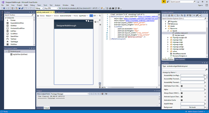 Designer screen in Visual Studio