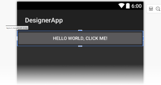 Screenshot showing margin handles in the Designer