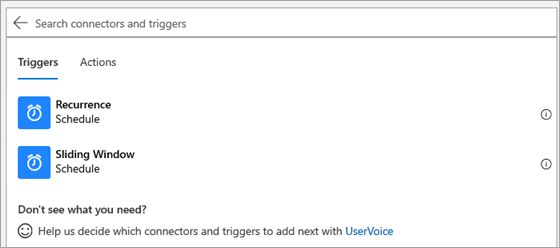 Screenshot that shows the "Triggers" page.