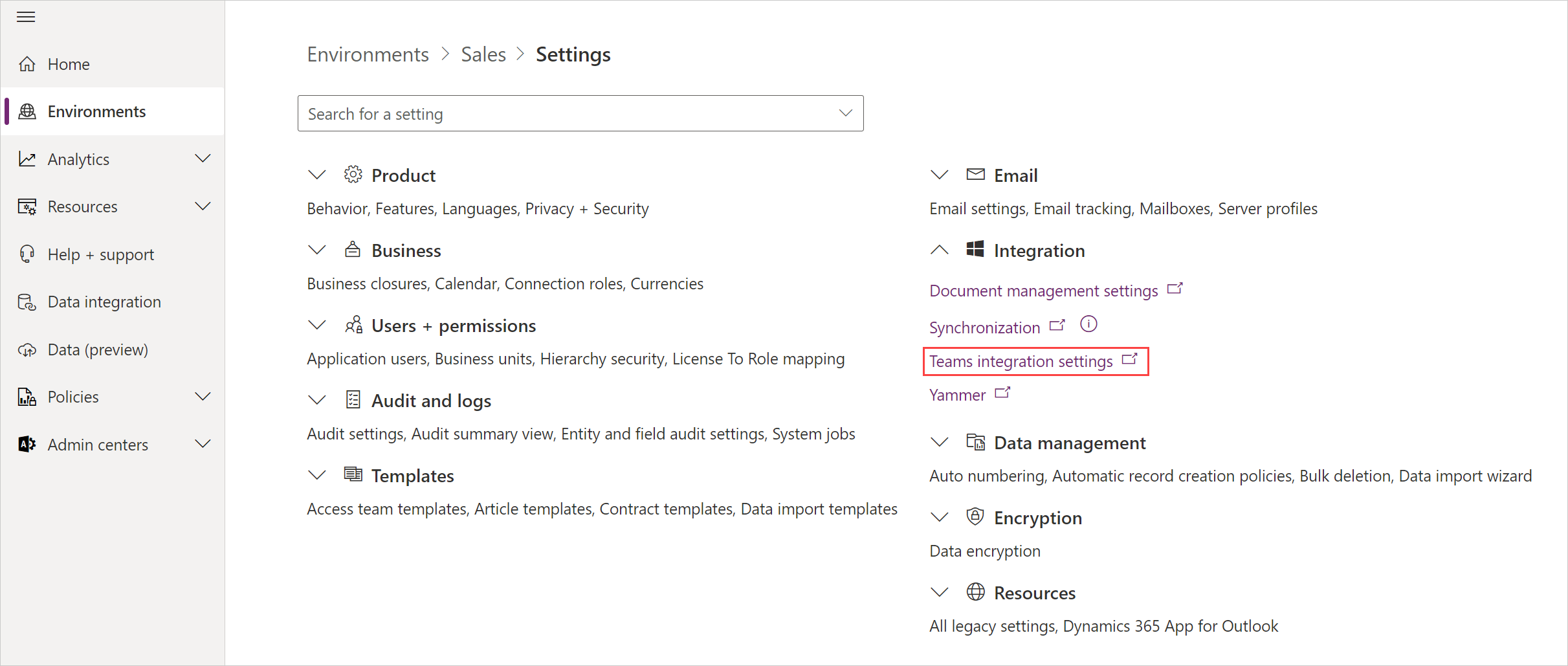 Enable Teams chat from Power Platform admin center