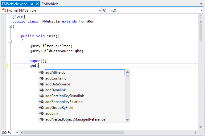 Code editor with FMVehicle class.