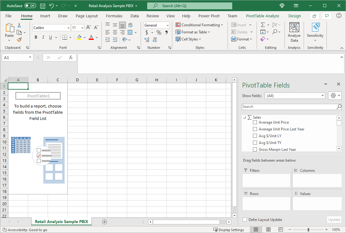Excel with data connected