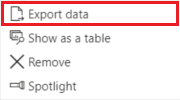 Screenshot of menu item for Export data.