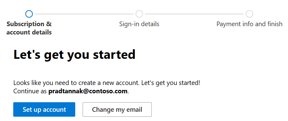 Screenshot showing the message that the email address doesn't work. Set up account is highlighted.